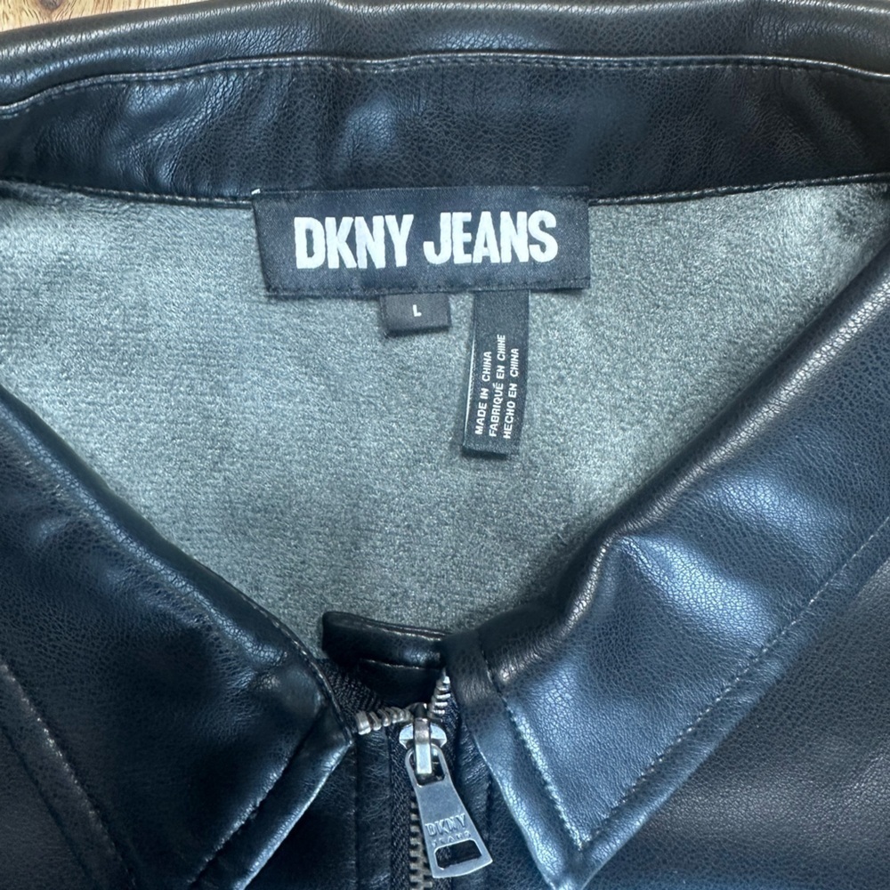 DKNY Jeans Women's Zip-Front Faux-Leather Long-Sleeve Shirt - Picture 8 of 12